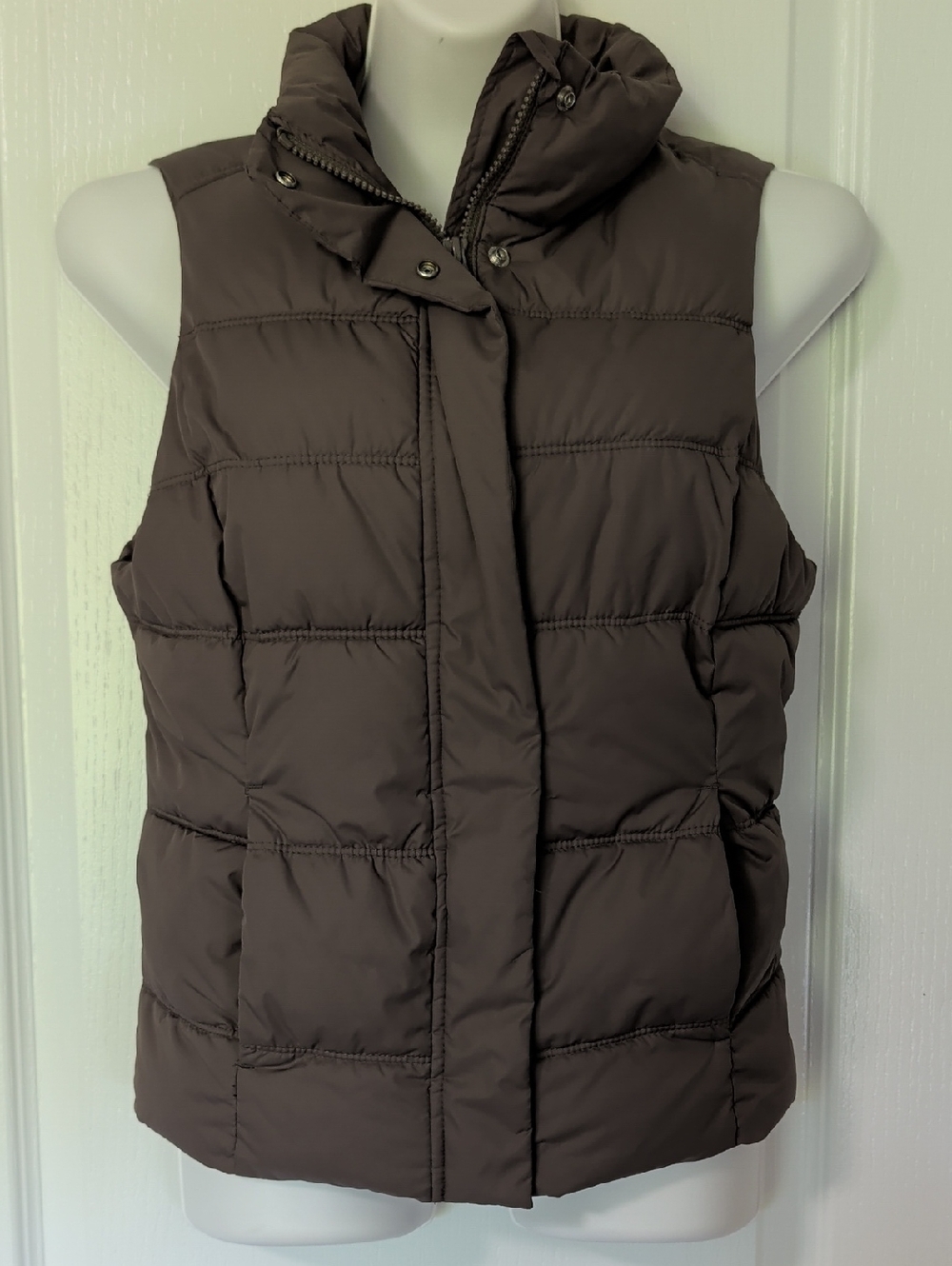 GAP Brown Quilted Puffer Vest with High Collar